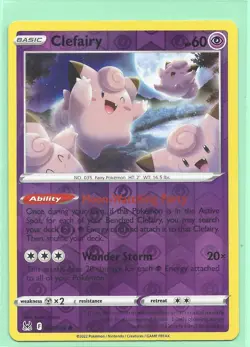 2 POKEMON EVOLUTION -CLEFABLE 63/196+ CLEFAIRY 62/196-LOST ORIGIN-REV HOLO NM/M - Image 3