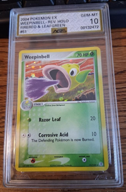 2004 Pokemon EX Weepinbell Rev. Holo Firered & Leafgreen 51/112 GEM MT 10 - Image 1
