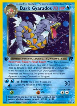Dark Gyarados - 8/82 - Pokemon Team Rocket 1st Edition Holo Rare Card WOTC LP - Image 1