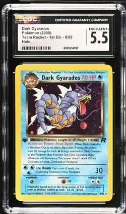 POKEMON CGC 5.5 Dark Gyarados 8/82 Team Rocket - 1st Edition Rare Holo *4092 - Image 1