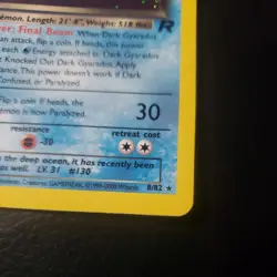 Pokemon TCG Dark Gyarados 8/82 Team Rocket 1st Edition Holo Rare LP+ - Image 2