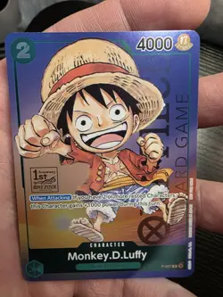 Monkey D. Luffy P-037 One Piece Promo Card TCG 1st Anniversary Stamped Foil NM - Image 1