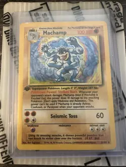 Pokemon TCG Machamp Holo Rare Card Base Set 8/102, PSA NM 7, 1st Edition - Image 4