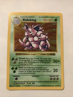 Pokemon TCG Nidoking Base Set Holo Rare Card 11/102 Shadowless - Image 1