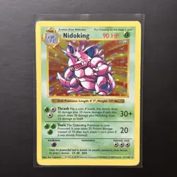 Pokemon TCG Nidoking Base Set Holo Played Unlimited Rare Card 11/102 Shadowless - Image 1