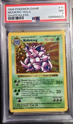 Pokemon TCG Nidoking Base Set Holo Shadowless Rare Card 11/102 PSA 7 - Image 1