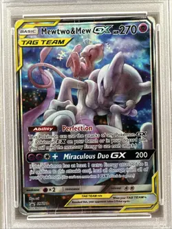 PSA 1 Mewtwo & Mew GX SM191 Sun & Moon Tag Team Black Star Promo Pokemon Card - Image 2