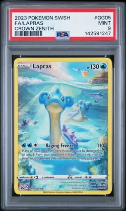 2023 POKEMON SWORD & SHIELD CROWN ZENITH #GG05 FULL ART/LAPRAS PSA 9 - Image 1