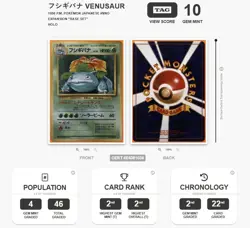 POP 4 - TAG 10 1996 Venusaur 003 Base Set Holo Pokemon Card Japanese not PSA/BGS - Image 3