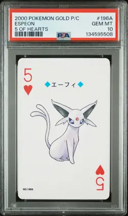 2000 POKEMON GOLD VERSION PLAYING CARDS 5 OF HEARTS #196A ESPEON PSA 10 - Image 1