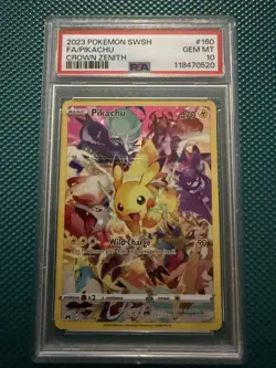 2023 Pokemon SWSH Pikachu TCG Card PSA 10 Secret Rare Crown Zenith #160/159 - Image 1