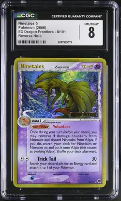 CGC 8 Ninetales 2006 EX Dragon Frontiers 8/101 Reverse Holo STAMPED Pokemon Card - Image 1