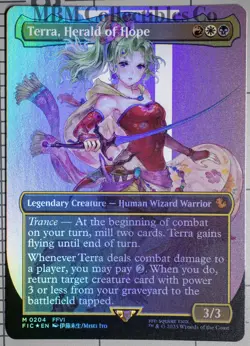 MTG Magic Final Fantasy TERRA HERALD OF HOPE #204 Commander Foil Borderless - Image 1