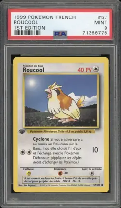 1999 Pokemon FRENCH 1st Edition Base Set Roucool-Pidgey 57/102 PSA 9 MINT - Image 1