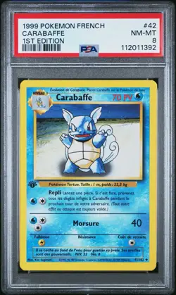 1999 Pokemon FRENCH 1st Edition Base Set Carabaffe-Wartortle 42/102 PSA 8 NM-MT - Image 1
