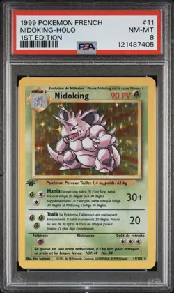 1999 Pokemon FRENCH 1st Edition Base Set Nidoking Holo 11/102 PSA 8 NM-MT - Image 1