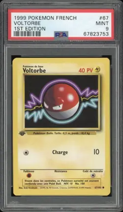 1999 Pokemon FRENCH 1st Edition Base Set Voltorbe-Voltorb 67/102 PSA 9 MINT - Image 1