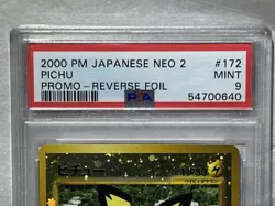 2000 POKEMON JPN NEO 2 PROMO REVERSE FOIL #172 PICHU PSA 9 - Image 2