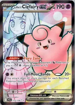 Pokemon TCG Lillie's Clefairy ex 173/159 Sv09 Journey Together Holo NM (SKU 1-4) - Image 1