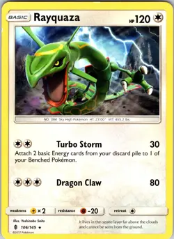Rayquaza 106/145 SM - Guardians Rising Pokemon TCG NM Normal - Image 1