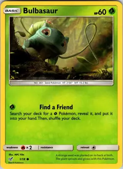 Bulbasaur (Holo Common) 1/18 Detective Pikachu Pokemon TCG NM Holo - Image 1