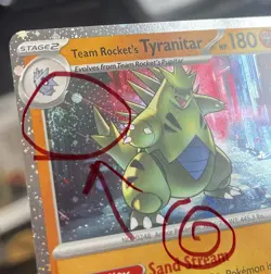 TEAM ROCKET'S TYRANITAR 096 Pokemon Destined Rivals COSMOS SWIRL Holo Promo Card - Image 1