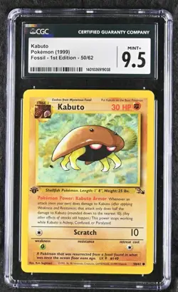 CGC 9.5 MINT+ Kabuto Fossil 1st Edition 50/62 Pokemon Card - Image 1
