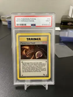 PSA 9 MINT Mysterious Fossil 62/62 Fossil Graded 1999 Pokemon - Image 1