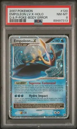 2007 POKEMON DIAMOND & PEARL POKE-BODY ERR #120 EMPOLEON LV.X-HOLO PSA 8 - Image 1