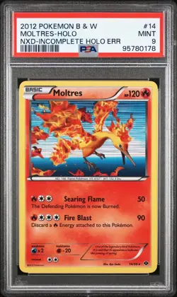 2012 POKEMON B&W NEXT DESTINIES INCOMPLETE HOLO ERR #14 MOLTRES-HOLO PSA 9 - Image 1