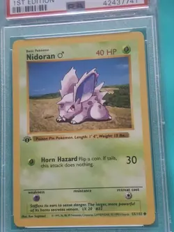 Pokemon Nidoran #55 Base Set 1st Edition Mint PSA 9 - Image 2