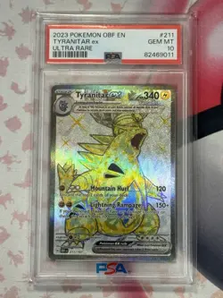2023 POKEMON S&V OBSIDIAN FLAMES ULTRA RARE TYRANITAR ex 211/197 PSA 10 GEM MT - Image 3