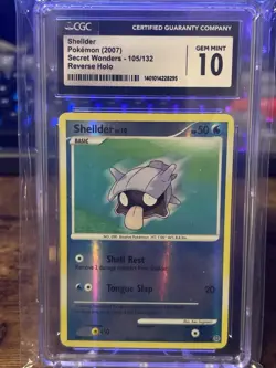 Cgc 10 Pokemon TCG Shellder Secret Wonders 105/132 Reverse Holo Common - Image 1
