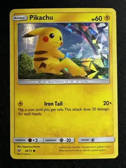 Pikachu 28/73 Cracked Ice Holo Pokemon Shining Legends LP - Image 1
