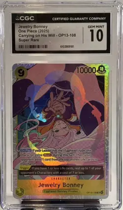 One Piece TCG Jewelry Bonney CGC 10 Gem Mint 0P13-108 SR - Image 1