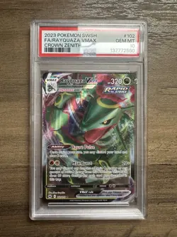 Pokemon TCG Rayquaza VMAX Crown Zenith Card #102/159 PSA 10 - Image 1