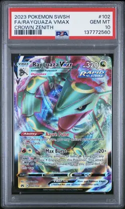 Pokemon TCG Rayquaza VMAX Crown Zenith Card #102/159 PSA 10 - Image 3