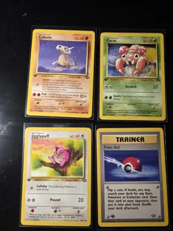 Pokemon 1st Edition Jungle 4 Card Lot LP Cubone Jigglypuff Paras - Image 1