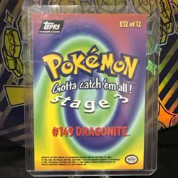 1999 Topps - Dragonite - Pokemon Card - E12 Of 12 - NM Blue Logo #149 Non Holo - Image 2