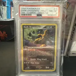 2004 POKEMON EX TEAM ROCKET RETURNS #15 DARK DRAGONITE COSMO HOLO PSA 8 - Image 1