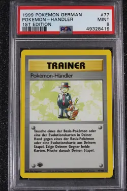 1999 Pokemon German 1st Edition POKEMON TRADER HANDLER #77 PSA 9 MINT - Image 1