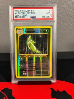 2016 Pokemon XY Evolutions Metapod Reverse Foil Holo #4 PSA 9 - Image 1