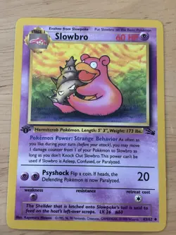 Pokemon TCG Slowbro Fossil 43/62 1st Edition Uncommon 60 HP English 1999 - Image 1