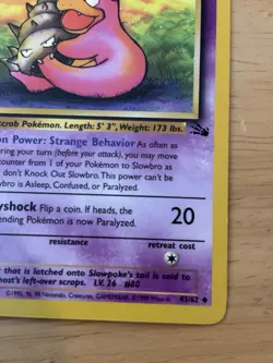 Pokemon TCG Slowbro Fossil 43/62 1st Edition Uncommon 60 HP English 1999 - Image 3