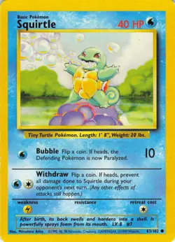 Squirtle - 63/102 Base Set - WOTC Unlimited - Pokemon TCG - 1999 - Image 1