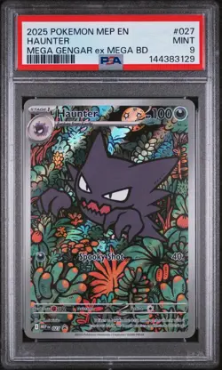 2025 POKEMON MEP EN HAUNTER MEGA GENDAR EX MEGA GENGAR #027 MINT PSA 9 - Image 1
