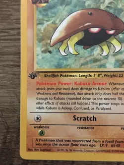Pokemon TCG Kabuto Fossil 50/62 Common 1st Edition 30 HP English 1999 - Image 3