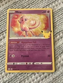 Pokemon TCG Mew 011/025 Celebrations Holo Rare - Image 1