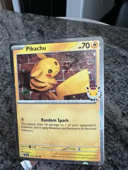 Pokemon Day 30th Anniversary - Pikachu 051 Stamped 2026 Promo NM SWIRL + Coin - Image 2
