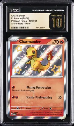 2024 POKEMON PAF EN-PALDEAN FATES SHINY RARE #109 CHARMANDER CGC 10 PERFECT - Image 1